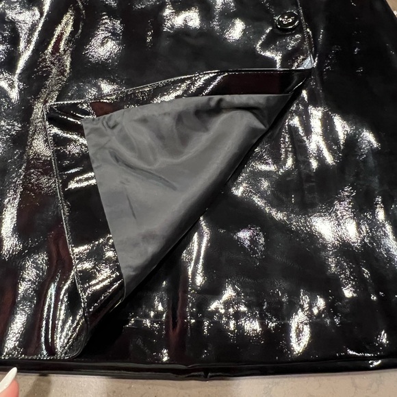Lulu’s Black Patient Leather Faux Wrap Mini Skirt Sz S - Picture 11 of 16